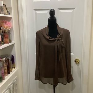 Sheer Tie Neck Blouse